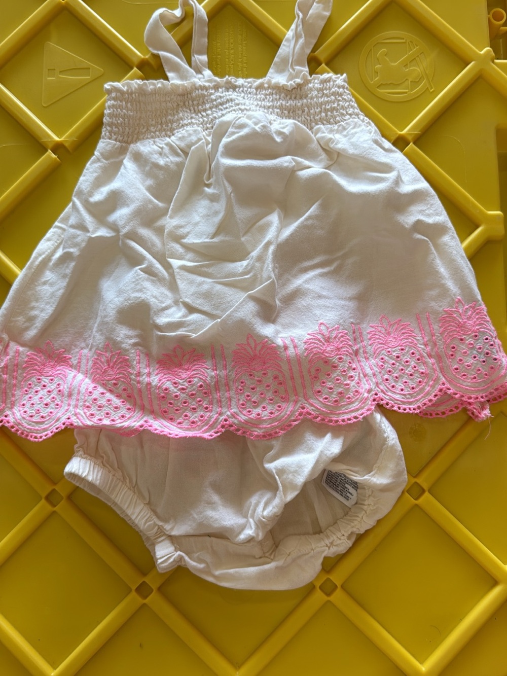 Carter's White Baby Girl Eyelet Skort Set with Pink Trim